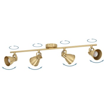 Plafoniera SERAS brushed brass/auriu Eglo 900173, 77x6.5 cm, 4xGU10