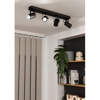 Plafoniera SOREGO negru Eglo 900333, 58x10 cm, 4xGU10