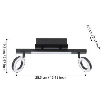 Plafoniera LED LED CARDILLIO 2 negru Eglo 900514, 38.5x8.5 cm, 3.2W