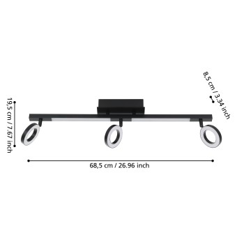 Plafoniera LED LED CARDILLIO 2 negru Eglo 900515, 68.5x8.5 cm, 3.2W