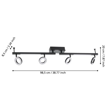 Plafoniera LED LED CARDILLIO 2 negru Eglo 900516, 98.5x8.5 cm, 3.2W