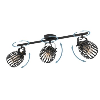 Plafoniera GIRONA negru/brushed brass Eglo 900663, 77.5x19 cm, 3xE27