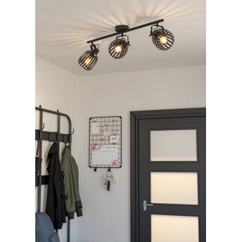 Plafoniera GIRONA negru/brushed brass Eglo 900663, 77.5x19 cm, 3xE27
