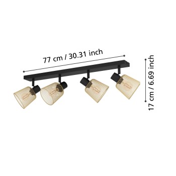 Plafoniera COSLADA negru Eglo 900695, 79x8 cm, 4xE27