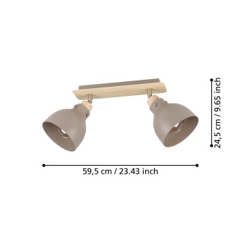 Plafoniera ARRECIFE maro/nichel satinat Eglo 900712, 53.1x14.5 cm, 2xE27