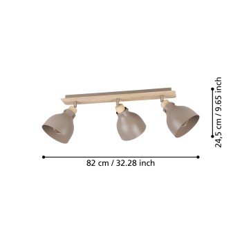 Plafoniera ARRECIFE maro/nichel satinat Eglo 900713, 74.5x14.5 cm, 3xE27