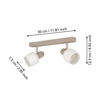 Plafoniera CORATO sandy/nichel satinat Eglo 900715, 30x12.5 cm, 2xE14