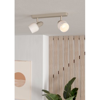 Plafoniera CORATO sandy/nichel satinat Eglo 900715, 30x12.5 cm, 2xE14