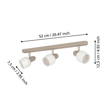 Plafoniera CORATO sandy/nichel satinat Eglo 900716, 52x12.5 cm, 3xE14