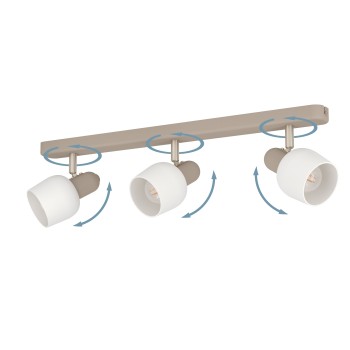 Plafoniera CORATO sandy/nichel satinat Eglo 900716, 52x12.5 cm, 3xE14