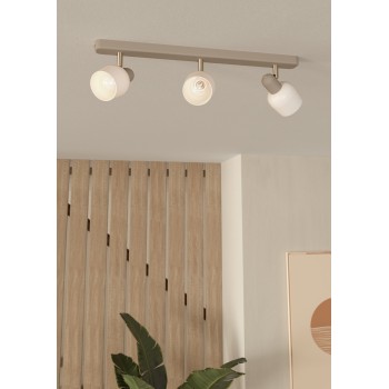 Plafoniera CORATO sandy/nichel satinat Eglo 900716, 52x12.5 cm, 3xE14