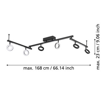 Plafoniera LED LED CARDILLIO 1 negru Eglo 900839, 158.5x8.5 cm, 3.2W