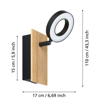 Plafoniera LED LED RIELVES maro/negru Eglo 901202, L7 cm, 4.2W