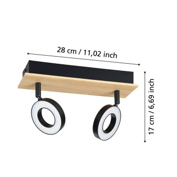 Plafoniera LED LED RIELVES maro/negru Eglo 901203, 28x7 cm, 4.2W