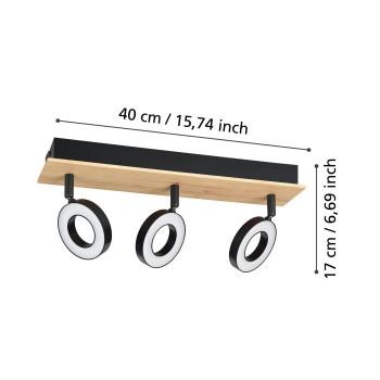 Plafoniera LED LED RIELVES maro/negru Eglo 901204, 40x7 cm, 4.2W