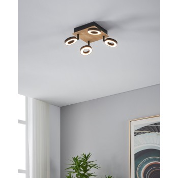 Plafoniera LED LED RIELVES maro/negru Eglo 901205, 17x17 cm, 4.2W