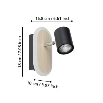 Plafoniera LED LED RIMBOCCHI negru/maro Eglo 901631, 18x10 cm, 7W