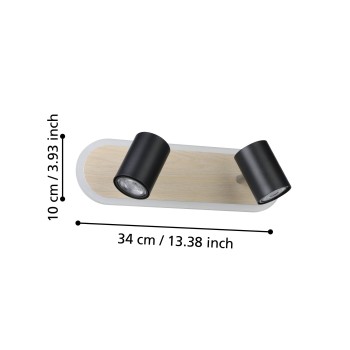 Plafoniera LED LED RIMBOCCHI negru/maro Eglo 901632, 34x10 cm, 12W