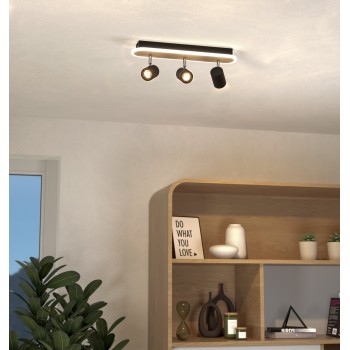 Plafoniera LED LED RIMBOCCHI negru/maro Eglo 901633, 46x10 cm, 20W