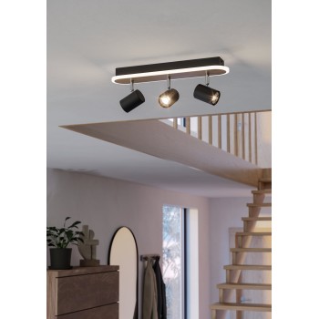 Plafoniera LED LED RIMBOCCHI negru/maro Eglo 901633, 46x10 cm, 20W