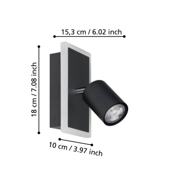 Plafoniera LED LED RIMBOCCHI 1 negru Eglo 901634, 18x10 cm, 7W