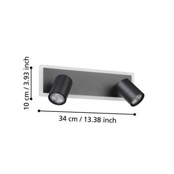 Plafoniera LED LED RIMBOCCHI 1 negru Eglo 901635, 34x10 cm, 12W