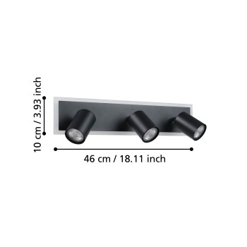Plafoniera LED LED RIMBOCCHI 1 negru Eglo 901636, 46x10 cm, 20W