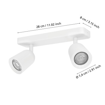 Plafoniera CAMALDOLI alb Eglo 901946, 30x4.5 cm, 2xGU10