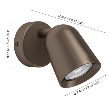 Plafoniera CAMALDOLI dark bronze Eglo 901948, L8.5 cm, 1xGU10