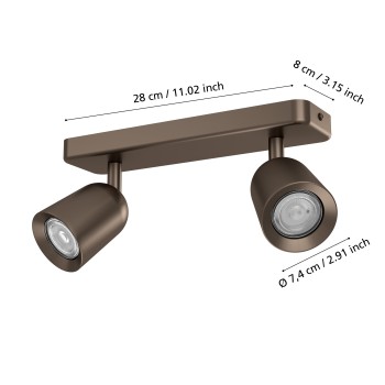 Plafoniera CAMALDOLI dark bronze Eglo 901949, 30x4.5 cm, 2xGU10