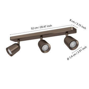Plafoniera CAMALDOLI dark bronze Eglo 901951, 52x4.5 cm, 3xGU10
