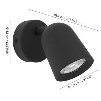Plafoniera CAMALDOLI negru Eglo 901952, L8.5 cm, 1xGU10
