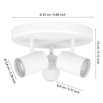 Plafoniera CONSUMA 1 alb Eglo 901962, D25 cm, 3xGU10