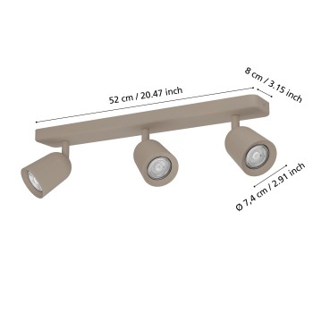 Plafoniera CAMALDOLI sandy Eglo 902345, 52x4.5 cm, 3xGU10