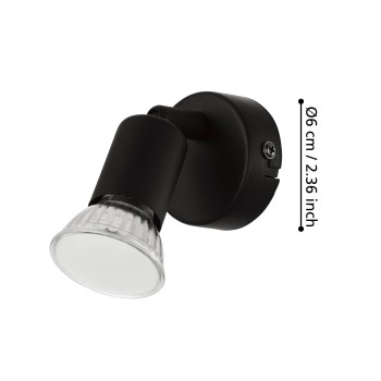 Aplica de perete tip spot BUZZ-LED Eglo 32428, 1xGU10