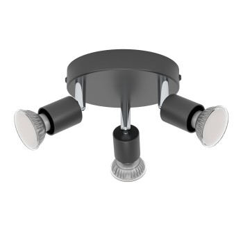 Plafoniera STECCI-E negru Eglo 74213, D14 cm, 3xGU10