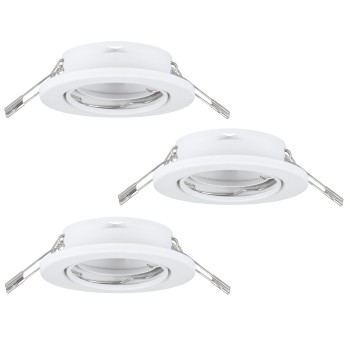 Set 3 spoturi incastrate AGULO Eglo 75674, D8.6 cm, 3xGU10