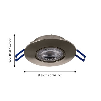 Set 3 spoturi incastrate LED ZUJAR Eglo 75765, D9 cm, 3x3.4W