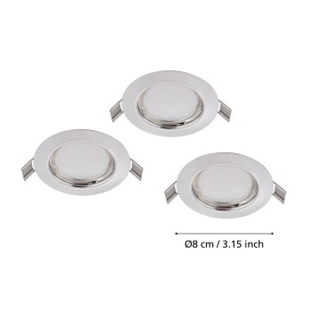 Set 3 spoturi incastrate PENETO Eglo 94236, D7.8 cm, 3xGU10