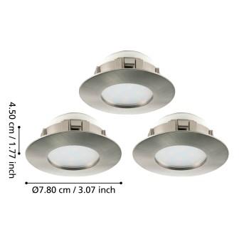 Set 3 spoturi incastrate LED PINEDA Eglo 95823, D7.8 cm, 3x4.9W