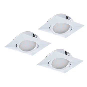 Set 3 spoturi incastrate LED PINEDA Eglo 95844, 8.4x8.4 cm, 3x4.9W