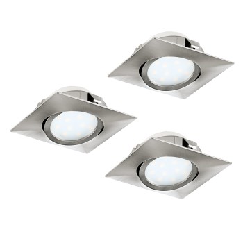 Set 3 spoturi incastrate LED PINEDA Eglo 95846, 8.4x8.4 cm, 3x4.9W