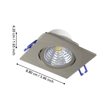 Spot incastrat LED SALICETO Eglo 98304, 8.8x8.8 cm, 6W