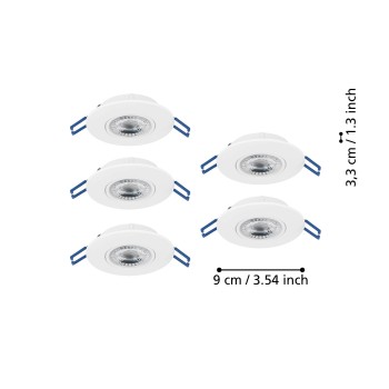 Set 5 spoturi incastrate LED GEDREZ Eglo 300185, D9 cm, 5x4.9W