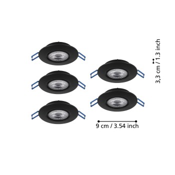 Set 5 spoturi incastrate LED GEDREZ Eglo 300189, D9 cm, 5x4.9W