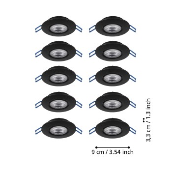 Set 10 spoturi incastrate LED GEDREZ Eglo 300192, D9 cm, 10x4.9W