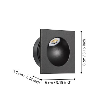 Spot incastrat LED ZARATE Eglo 900251, 8x8 cm, 2W