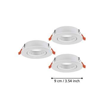 Set 3 spoturi incastrate BARRANCO GU10 Eglo 902225, D9 cm, 3xGU10