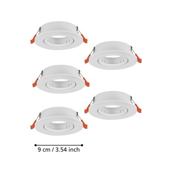 Set 5 spoturi incastrate BARRANCO GU10 Eglo 902226, D9 cm, 5xGU10