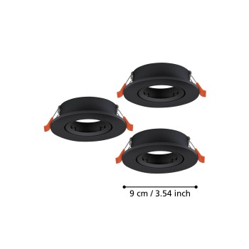 Set 3 spoturi incastrate BARRANCO GU10 Eglo 902228, D9 cm, 3xGU10